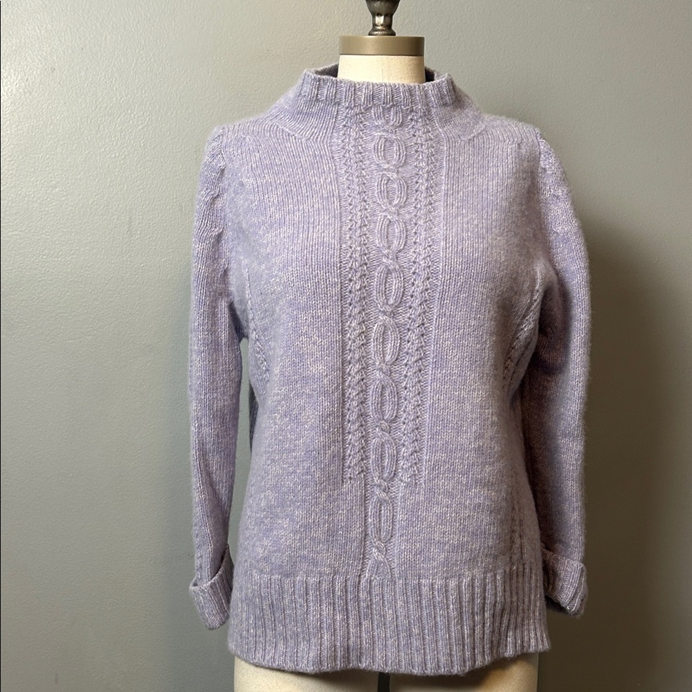 Escada cashmere wool blend Lilac Cable Knit Mock neck  Sweater vintage 36
